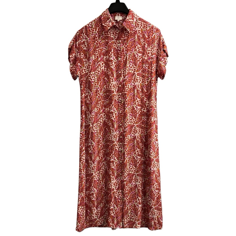 Ange Dress Womens‎ S Miliane Shirt Maxi Pink Abstract Colorful Floral Chiffon